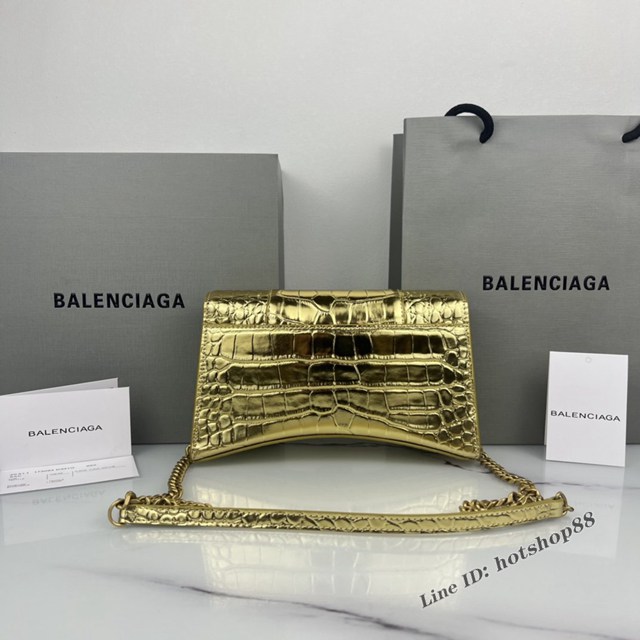 Balenciaga專櫃爆款鱷魚紋牛皮女包鏈條包 巴黎世家經典沙漏鏈條斜挎包 fyj1047